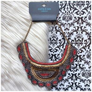 NWT : Sophia & Kate Collection : beaded sequin crystal boho statement necklace